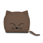 Genuine Leather RFID Blocking Novelty Cat Wallet - Dark Grey_8504775