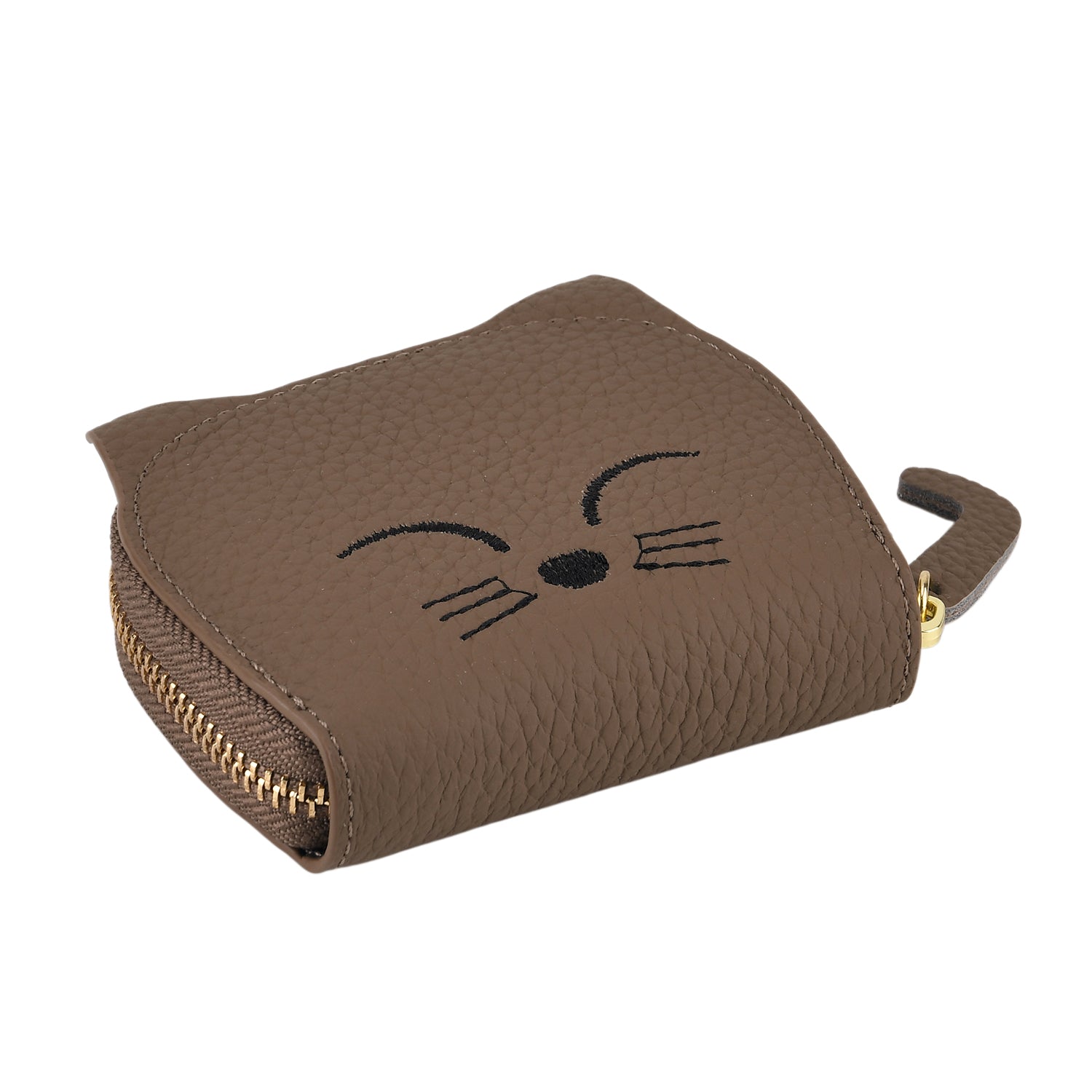 Genuine Leather RFID Blocking Novelty Cat Wallet - Dark Grey V32515691 7