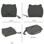 Genuine Leather RFID Blocking Novelty Cat Wallet - Muted Green Grey_8504778_4