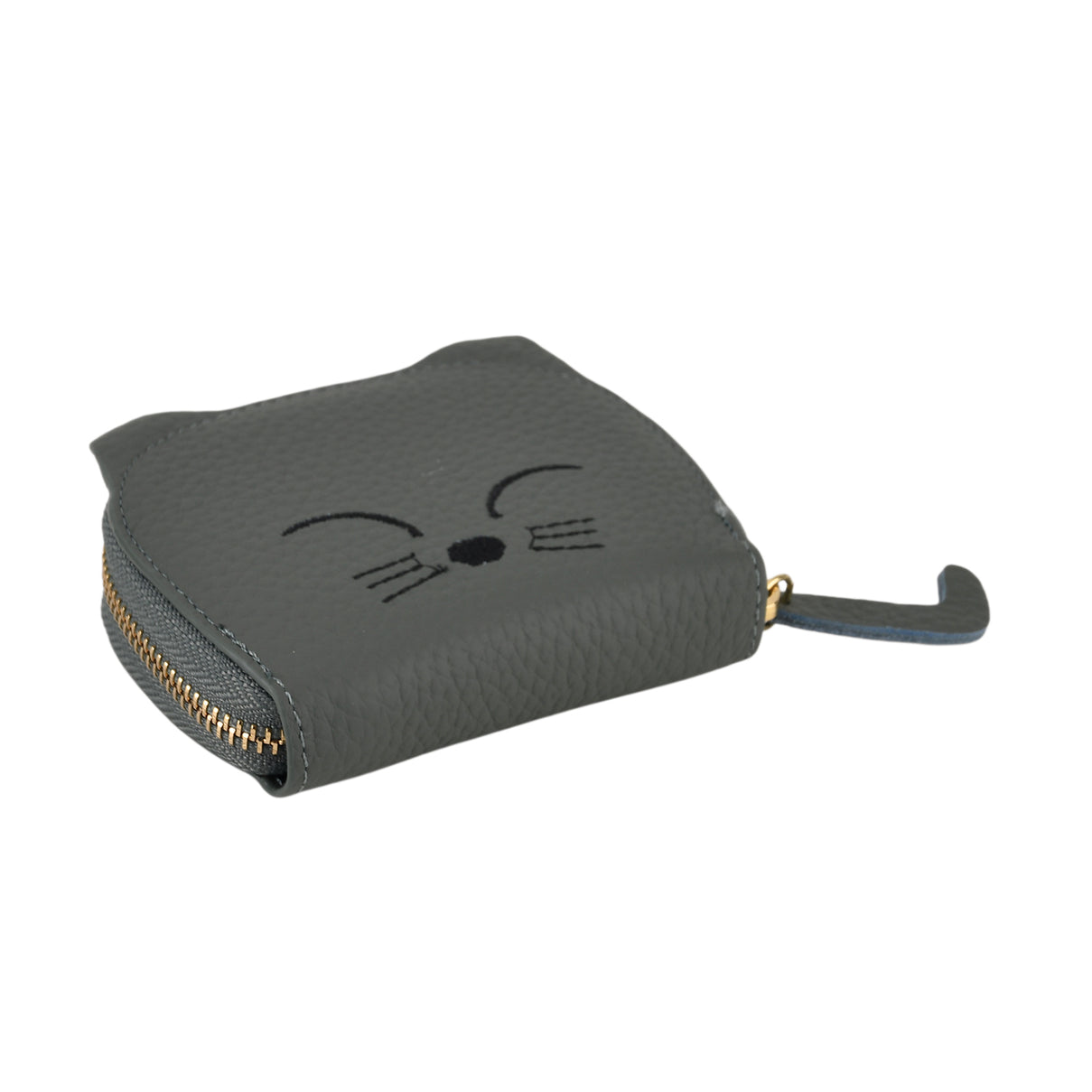 Genuine Leather RFID Blocking Novelty Cat Wallet - Muted Green Grey V32514999 8