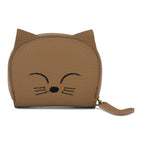 Genuine Leather RFID Blocking Novelty Cat Wallet - Khaki_8504779