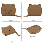 Genuine Leather RFID Blocking Novelty Cat Wallet - Khaki_8504779_4
