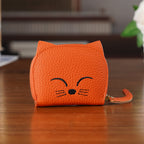 Genuine Leather RFID Blocking Novelty Cat Wallet - Orange_8504780_1