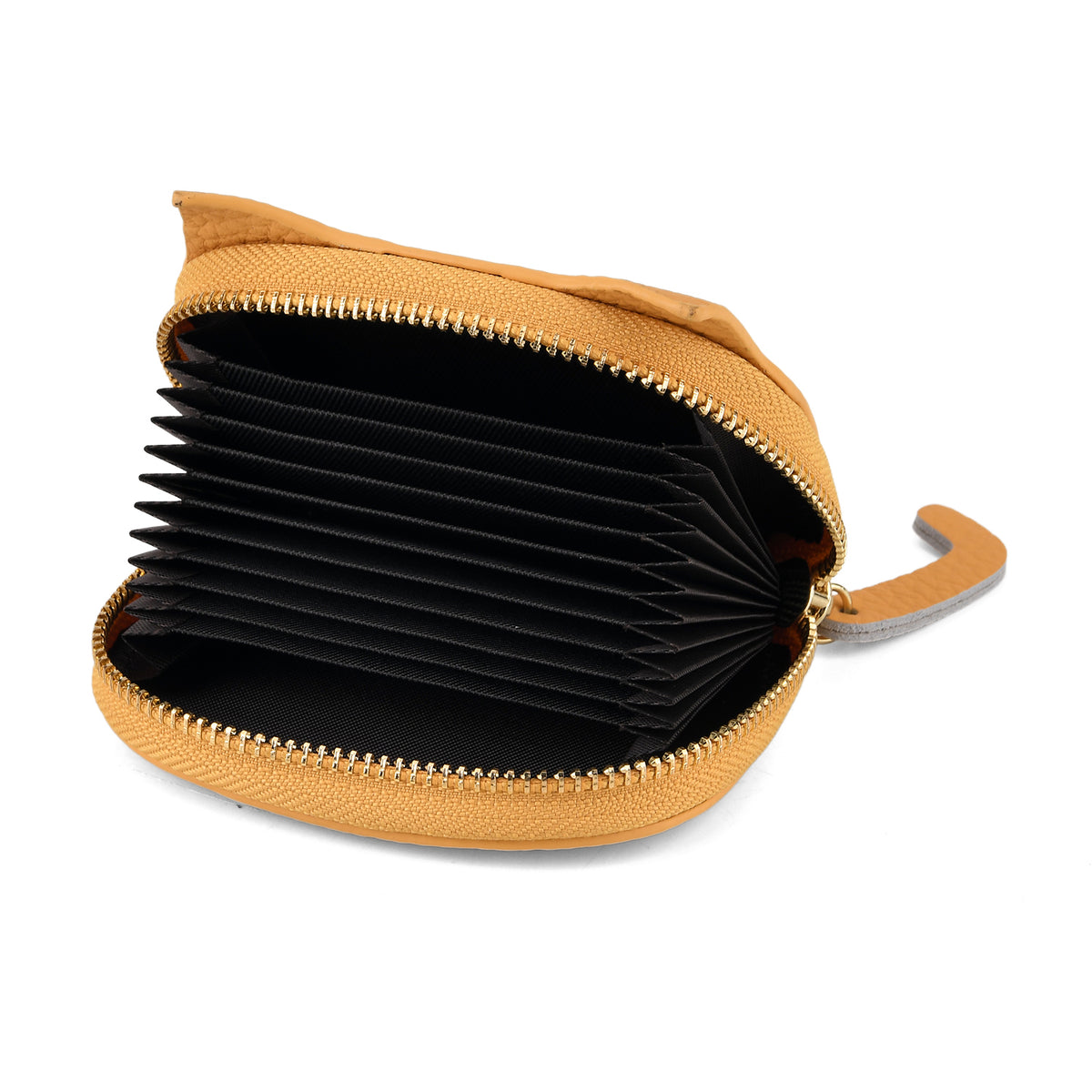 Genuine Leather RFID Blocking Novelty Cat Wallet - Mustard Yellow V32515501 6