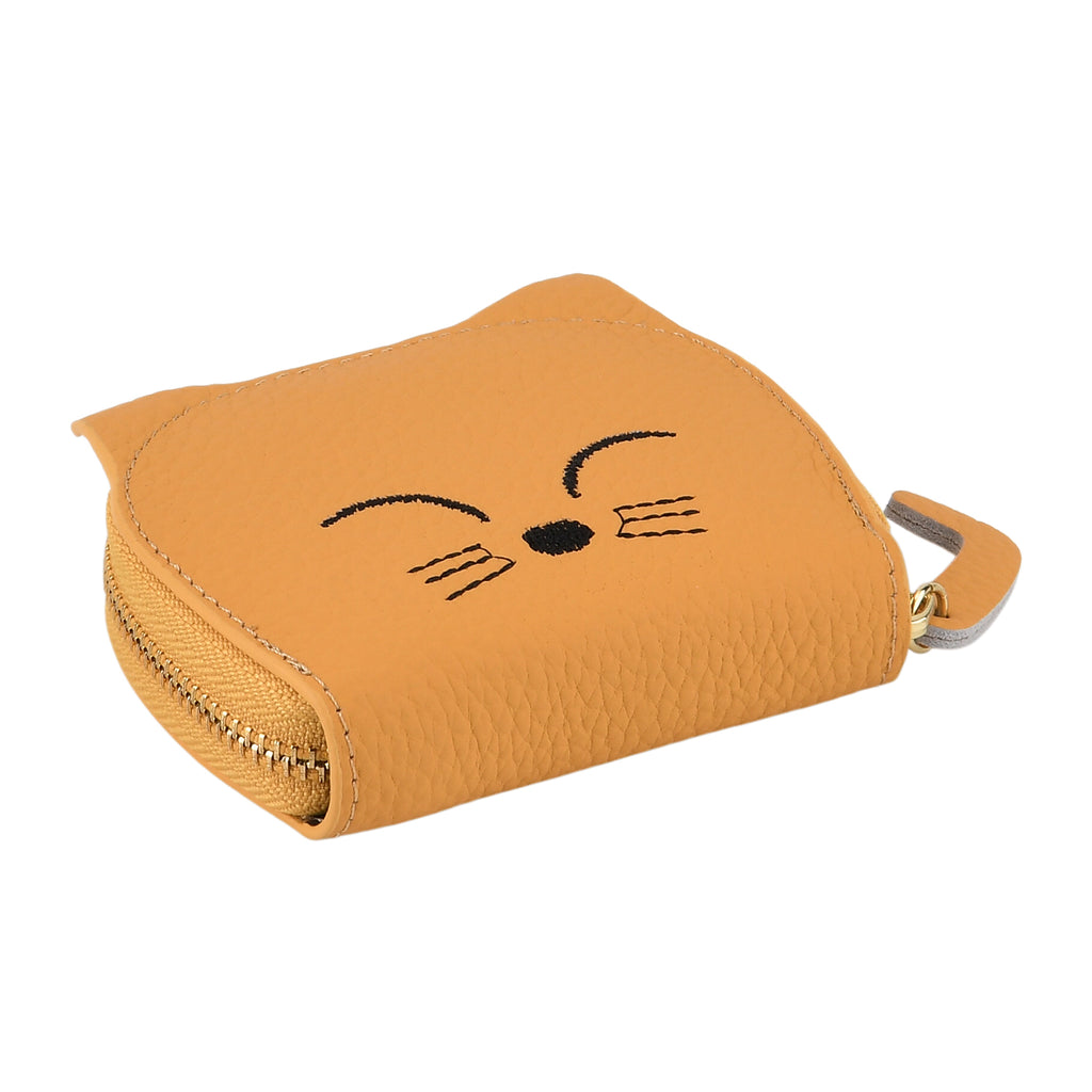 Genuine Leather RFID Blocking Novelty Cat Wallet - Mustard Yellow_8504781_7