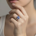 AAA Tanzanite & Lab Grown Diamond (SI/GH) Halo Ring in Rhodium Overlay Sterling Silver 1.30 Ct._8504911_2