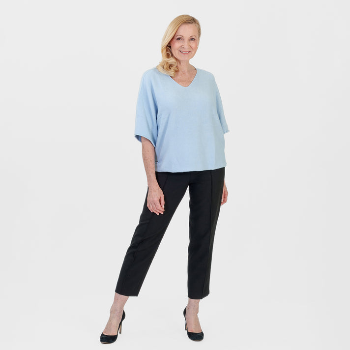 Pure And Natural Made in Italy Batwing Knitted Top (One Size, 10-20) - Light Blue 8505238 1