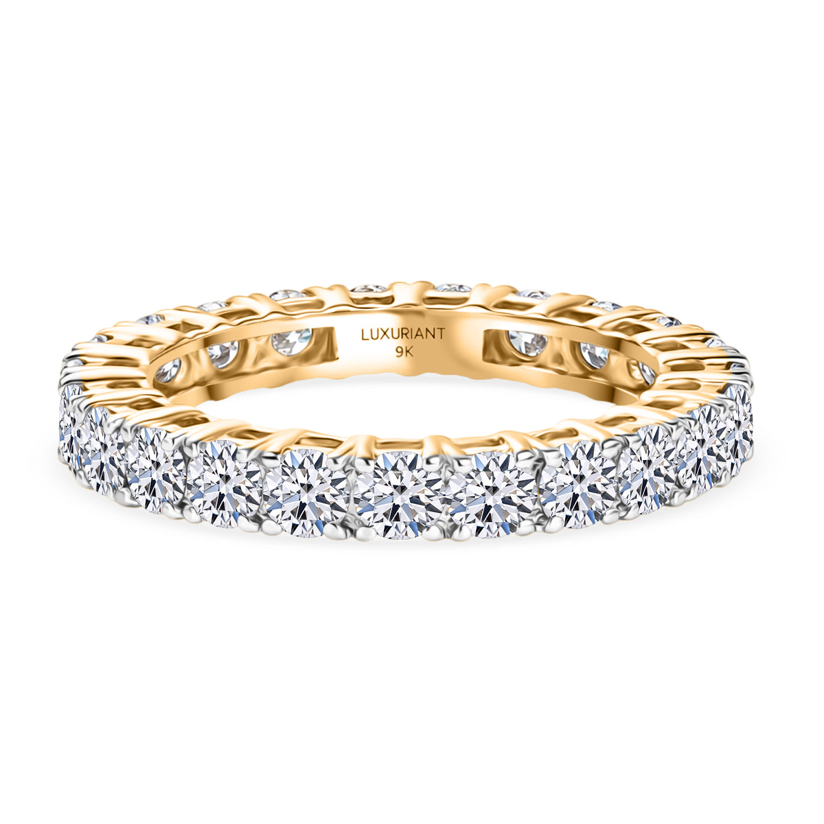 LUXURIANT 2 Ct. Lab Grown Diamond Full-Eternity Band Ring in 9K Yellow Gold SGL Certified (VS-E-F) 8505574 0