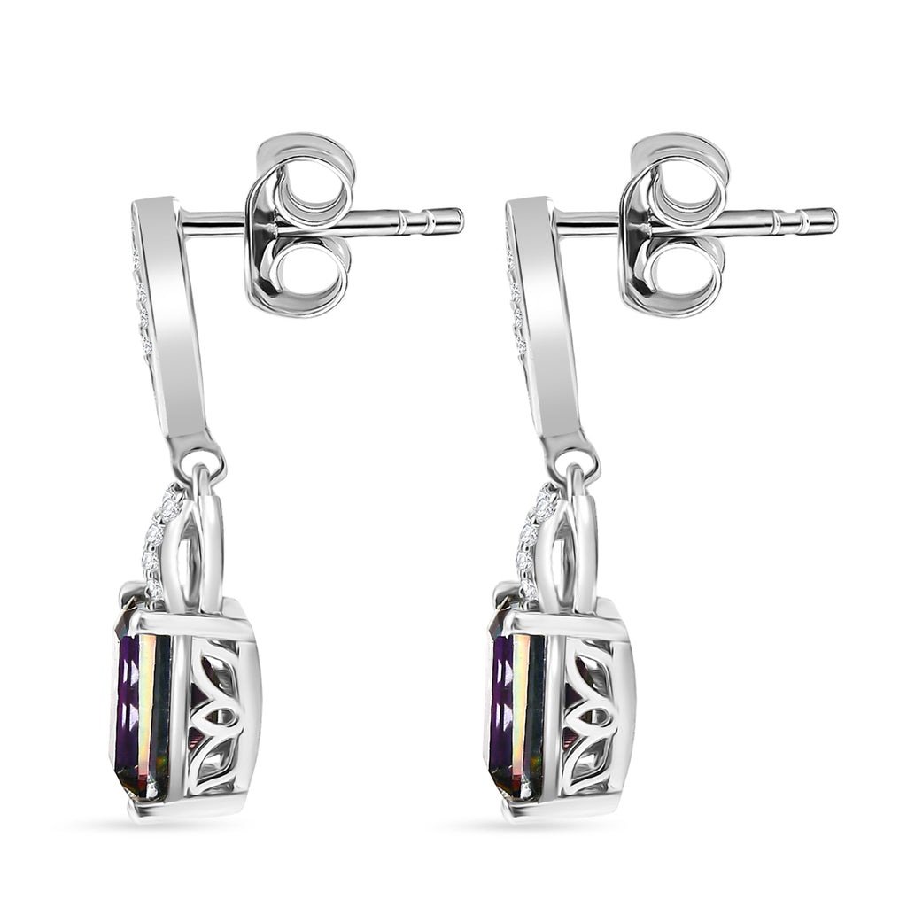 D'Joy Mystic Topaz & White Zircon Earring with Push Back in Rhodium Overlay Sterling Silver 4.06 Ct._8505709_3