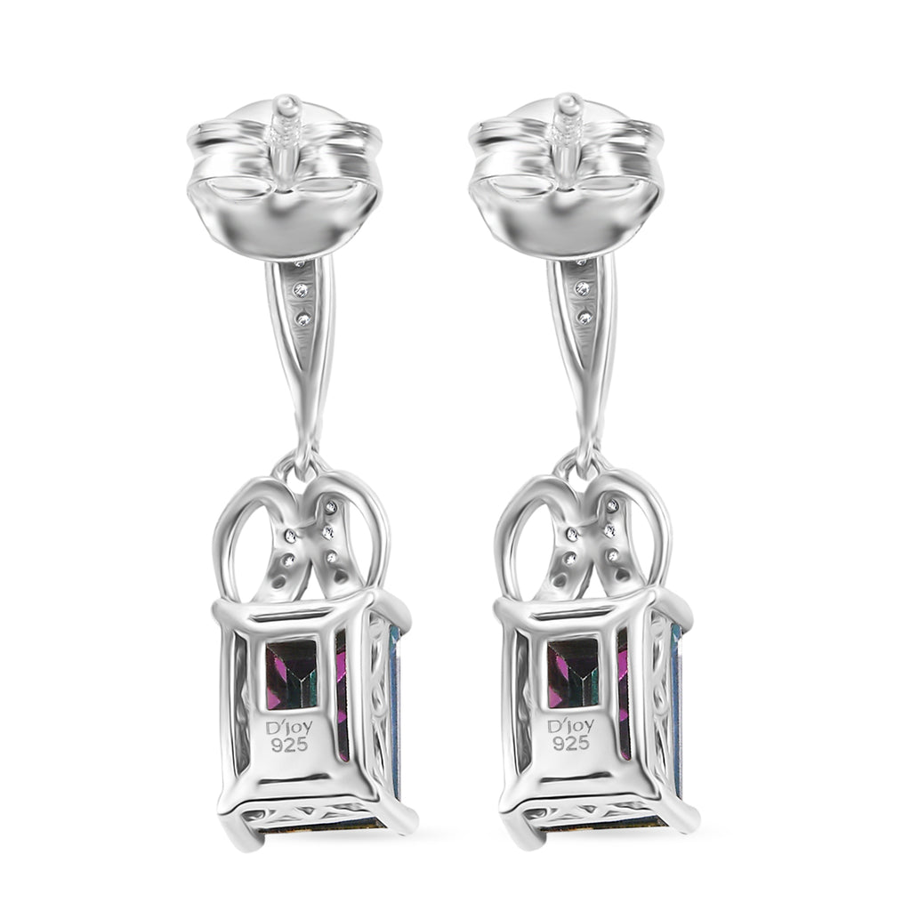 D'Joy Mystic Topaz & White Zircon Earring with Push Back in Rhodium Overlay Sterling Silver 4.06 Ct._8505709_4
