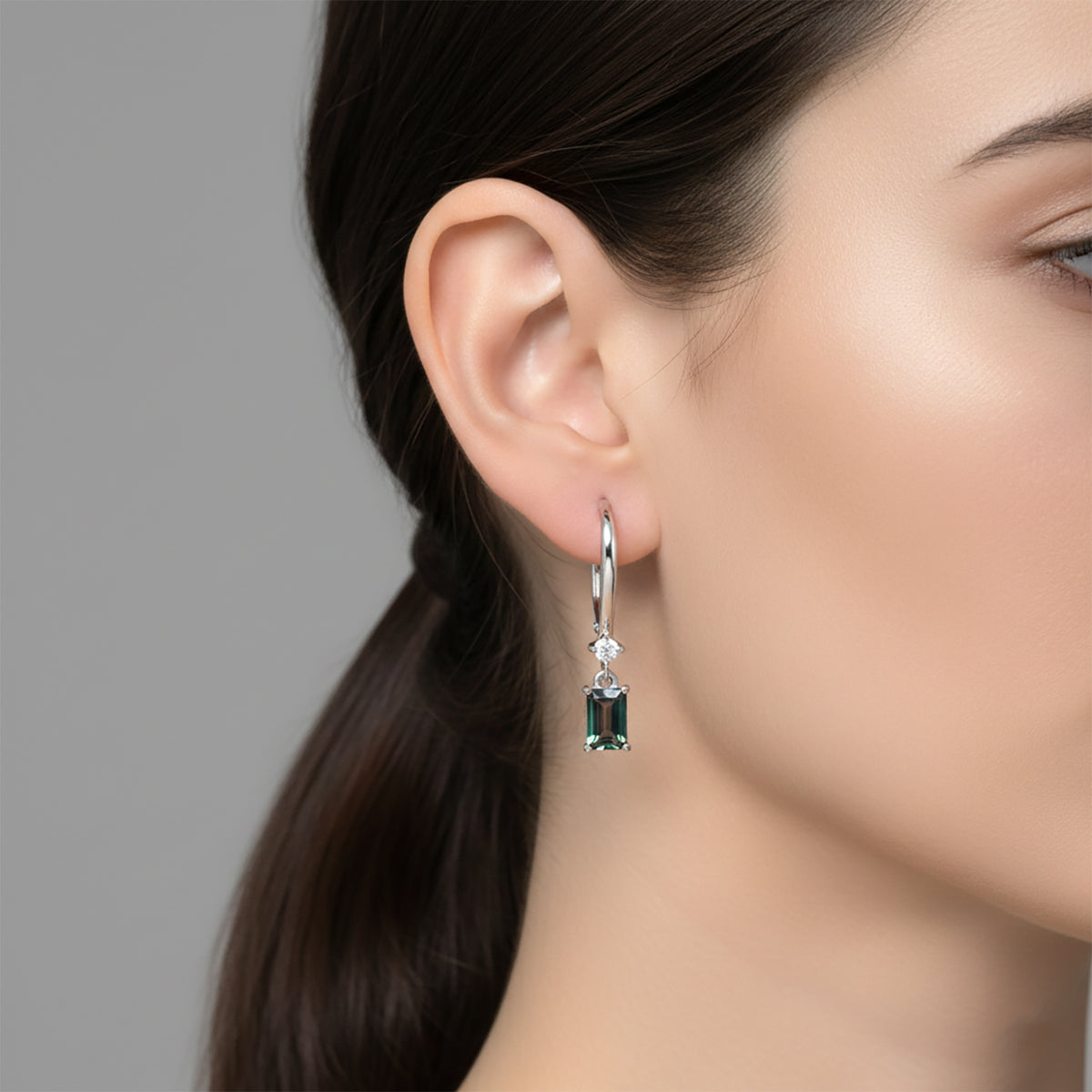 D'Joy Mystic Topaz, White Zircon Solitaire Lever Back Earring in Platinum Overlay Sterling Silver 1.50 Ct. V32515910 2