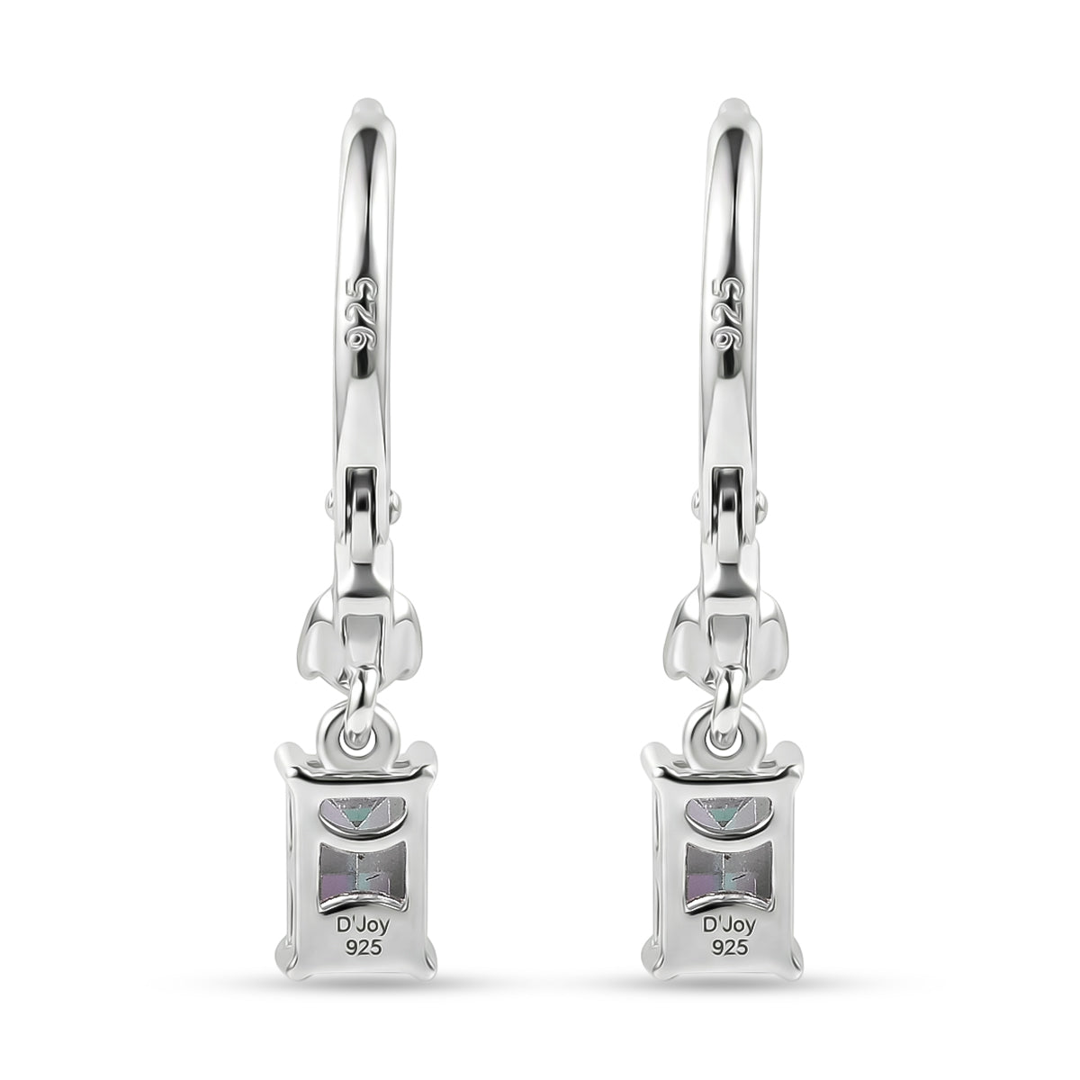 D'Joy Mystic Topaz, White Zircon Solitaire Lever Back Earring in Platinum Overlay Sterling Silver 1.50 Ct. V32515910 5