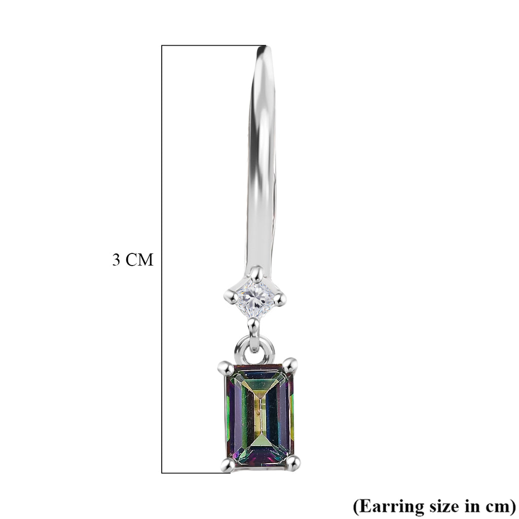 D'Joy Mystic Topaz & White Zircon Solitaire Lever Back Earring in Platinum Overlay Sterling Silver 1.50 Ct._8505711_5