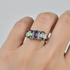 D'Joy Mystic Topaz & Natural White Diamond 3 Stone Ring in Rhodium Overlay Sterling Silver 3.50 Ct._8505756_1