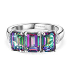 D'Joy Mystic Topaz & Natural White Diamond 3 Stone Ring in Rhodium Overlay Sterling Silver 3.50 Ct._8505757