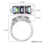 D'Joy Mystic Topaz & Natural White Diamond 3 Stone Ring in Rhodium Overlay Sterling Silver 3.50 Ct._8505757_5