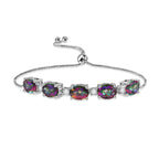 D'Joy Mystic Topaz & White Zircon Adjustable Bracelet (Size - 10.5) in Rhodium Overlay Sterling Silver 7.71 Ct._8505765