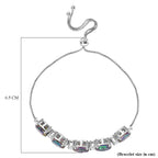 D'Joy Mystic Topaz & White Zircon Adjustable Bracelet (Size - 10.5) in Rhodium Overlay Sterling Silver 7.71 Ct._8505765_4