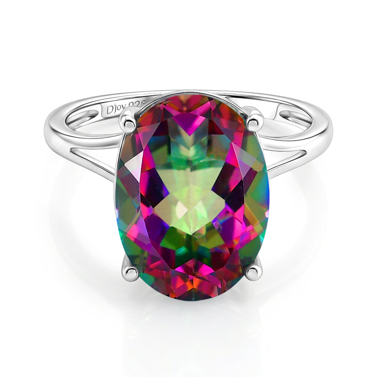 D'Joy Mystic Topaz Solitaire Ring in Rhodium Overlay Sterling Silver  7.25 Ct. V32524640 0