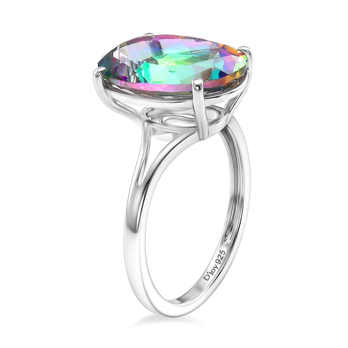 D'Joy Mystic Topaz Solitaire Ring in Rhodium Overlay Sterling Silver  7.25 Ct. V32524640 4