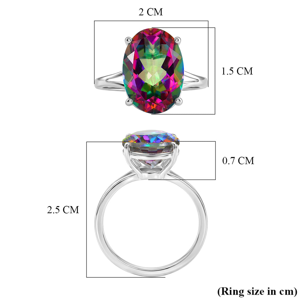D'Joy Mystic Topaz Solitaire Ring in Rhodium Overlay Sterling Silver  7.25 Ct._8505780_5