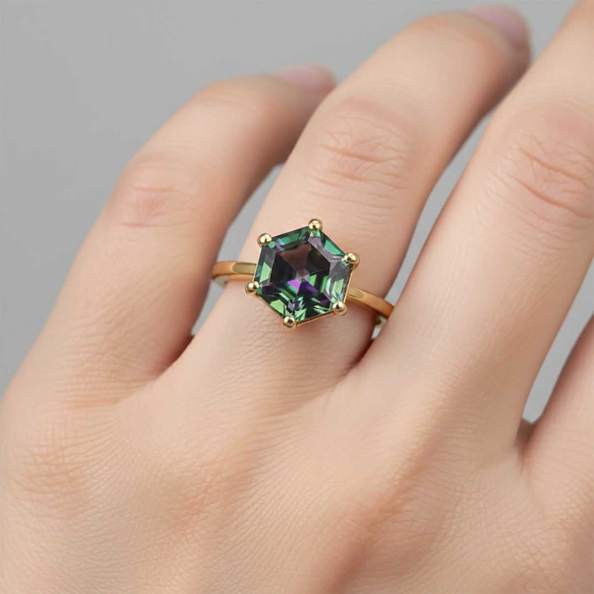 D'Joy Mystic Topaz Solitaire Ring in Yellow Gold Plated Sterling Silver 2.97 Ct. V32365776 2