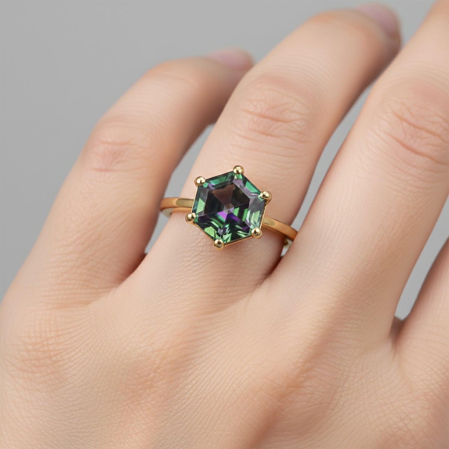 D'Joy Mystic Topaz Solitaire Ring in Yellow Gold Plated Sterling Silver 2.97 Ct. V32365776 2