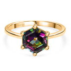 D'Joy Mystic Topaz Solitaire Ring in Yellow Gold Plated Sterling Silver 2.97 Ct._8505794