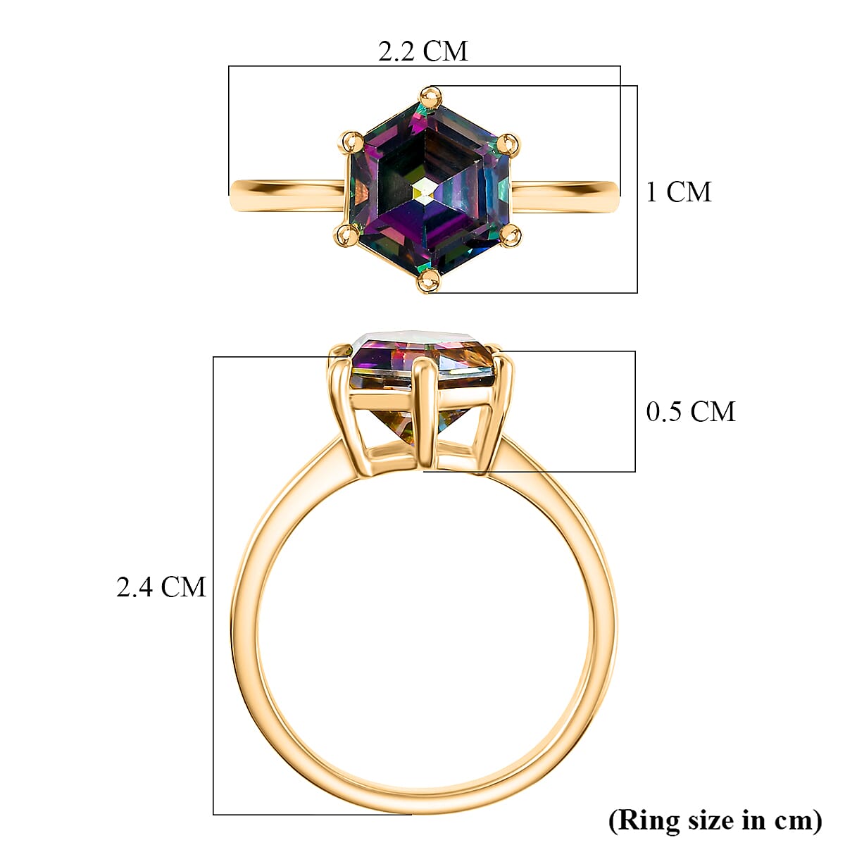 D'Joy Mystic Topaz Solitaire Ring in Yellow Gold Plated Sterling Silver 2.97 Ct. V32490467 6