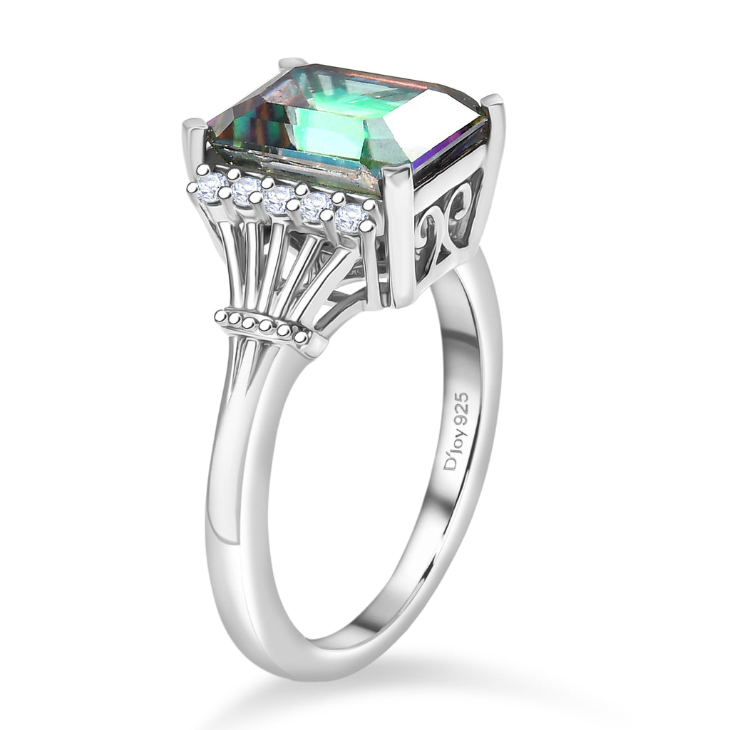 D'Joy Mystic Topaz & White Zircon Ring in Rhodium Overlay Sterling Silver 4.47 Ct._8505811_3