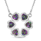 D'Joy Mystic Topaz Floral Heart Cluster Necklace (Size - 20) with Lobster Clasp in Rhodium Overlay Sterling Silver 1.81 Ct._8505817