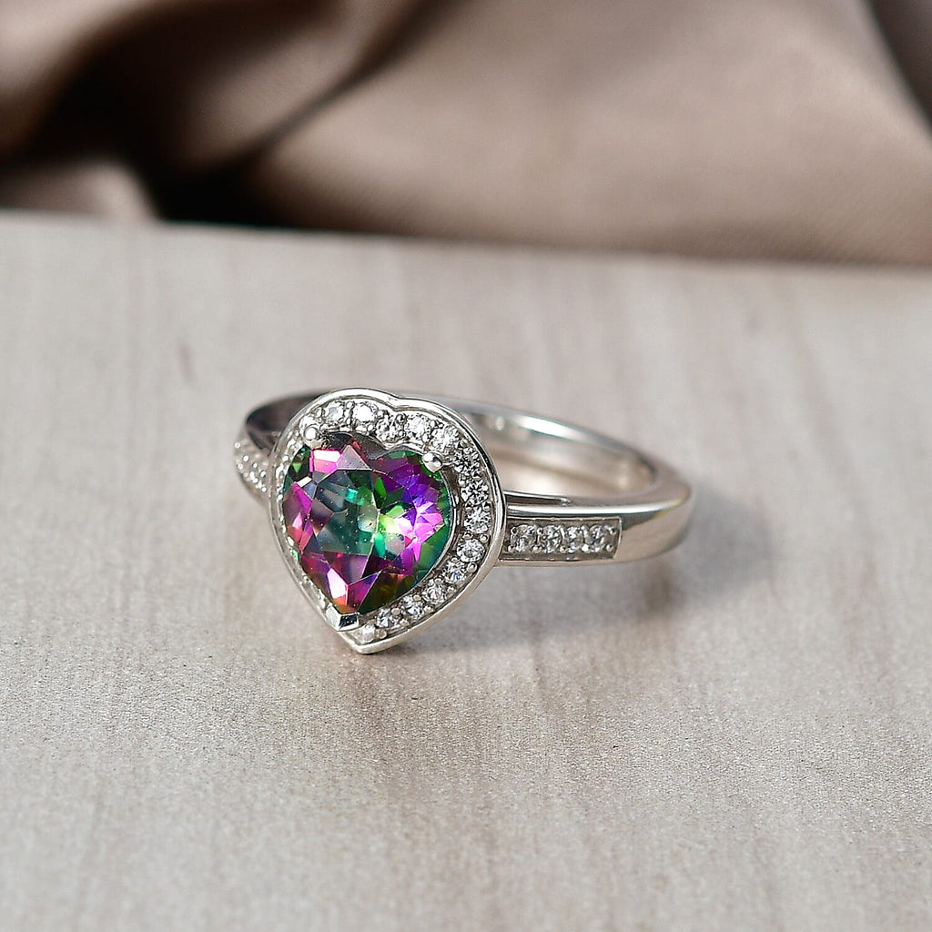 D'Joy Mystic Topaz & White Zircon Heart Ring in Rhodium Overlay Sterling Silver 2.45 Ct._8505840_2