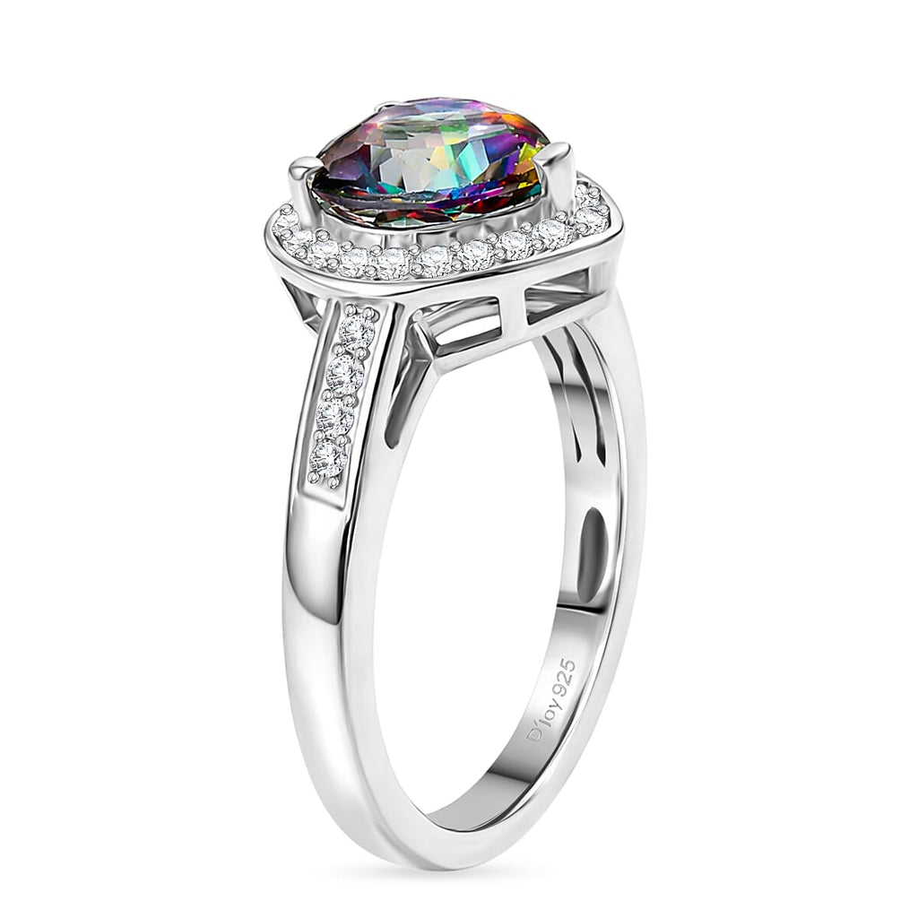 D'Joy Mystic Topaz & White Zircon Heart Ring in Rhodium Overlay Sterling Silver 2.45 Ct._8505840_3