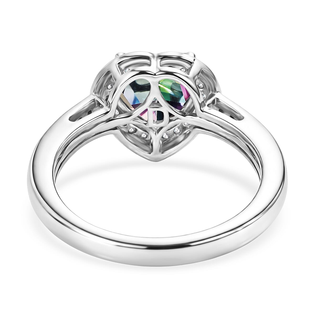 D'Joy Mystic Topaz &amp; White Zircon Heart Ring in Rhodium Overlay Sterling Silver 2.45 Ct. V32514110 5