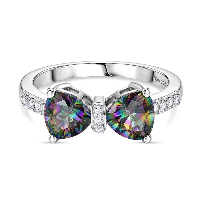D'Joy Mystic Topaz &amp; White Zircon Twin Sparkle Ring in Platinum Overlay Sterling Silver 1.98 Ct. 8505866 1