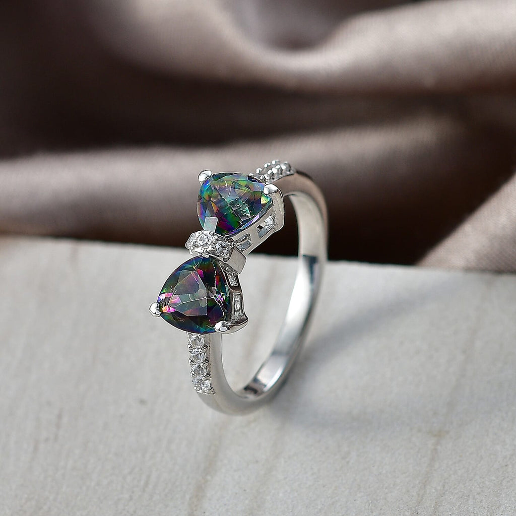 D'Joy Mystic Topaz & White Zircon Twin Sparkle Ring in Platinum Overlay Sterling Silver 1.98 Ct._8505866_2