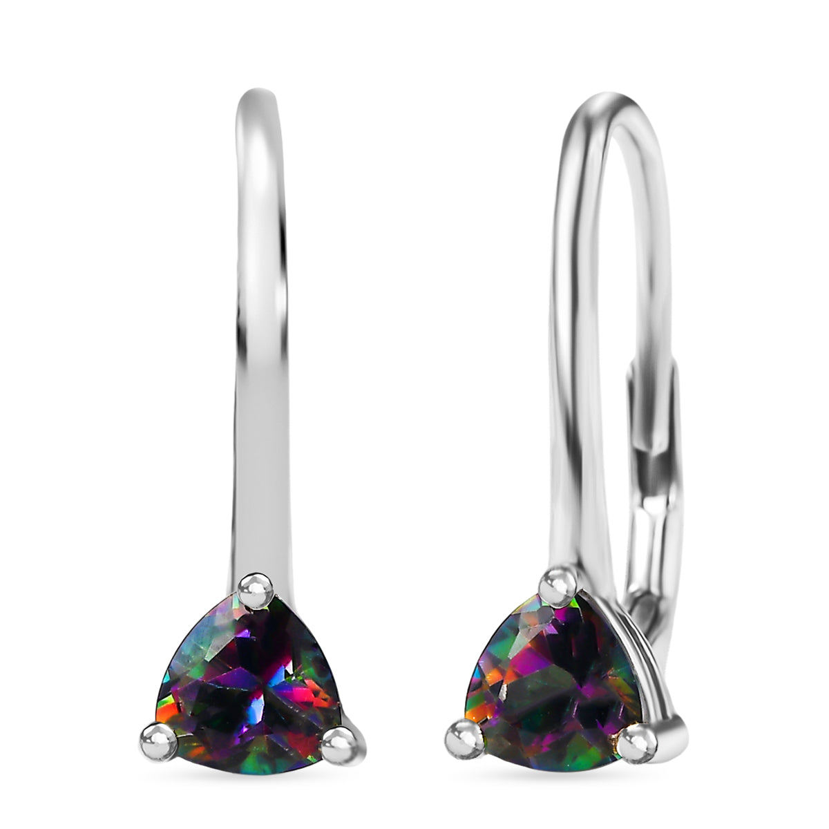 D'Joy Mystic Topaz Solitaire Lever Back Earring in Platinum Overlay Sterling Silver 1.08 Ct. V32514946 0