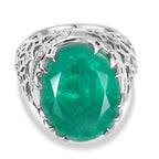 D'Joy Emeraldine Triplet Quartz & White Zircon Filigree Ring in Rhodium Overlay Sterling Silver 19.83 Ct_8505925
