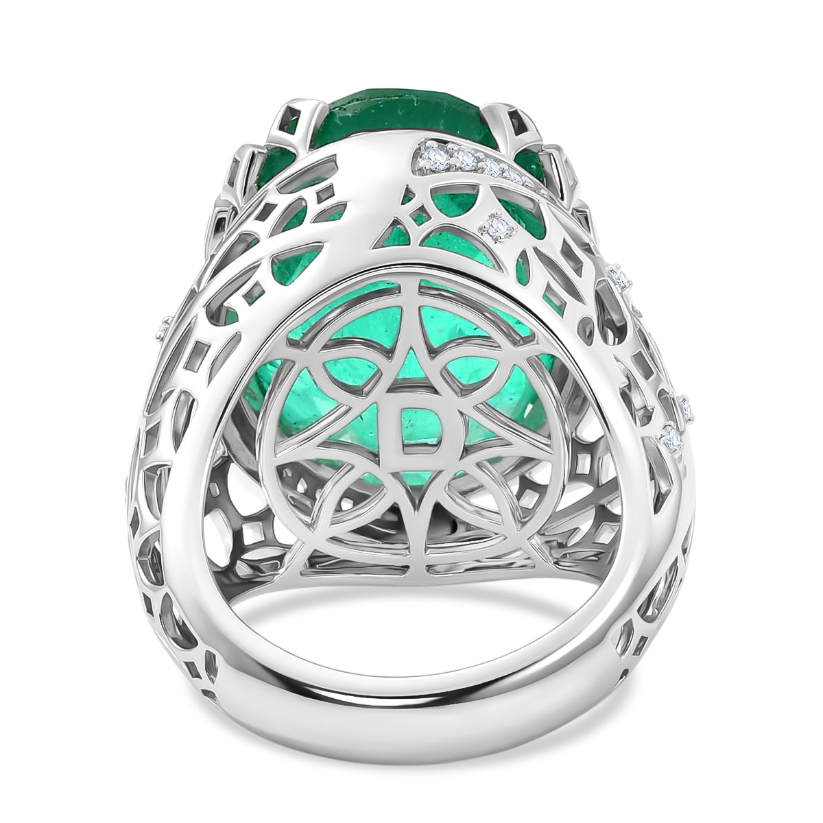 D'Joy Emeraldine Triplet Quartz &amp; White Zircon Filigree Ring in Rhodium Overlay Sterling Silver 19.83 Ct V32642429 5