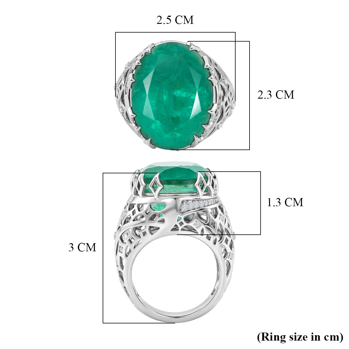 D'Joy Emeraldine Triplet Quartz &amp; White Zircon Filigree Ring in Rhodium Overlay Sterling Silver 19.83 Ct V32642429 6
