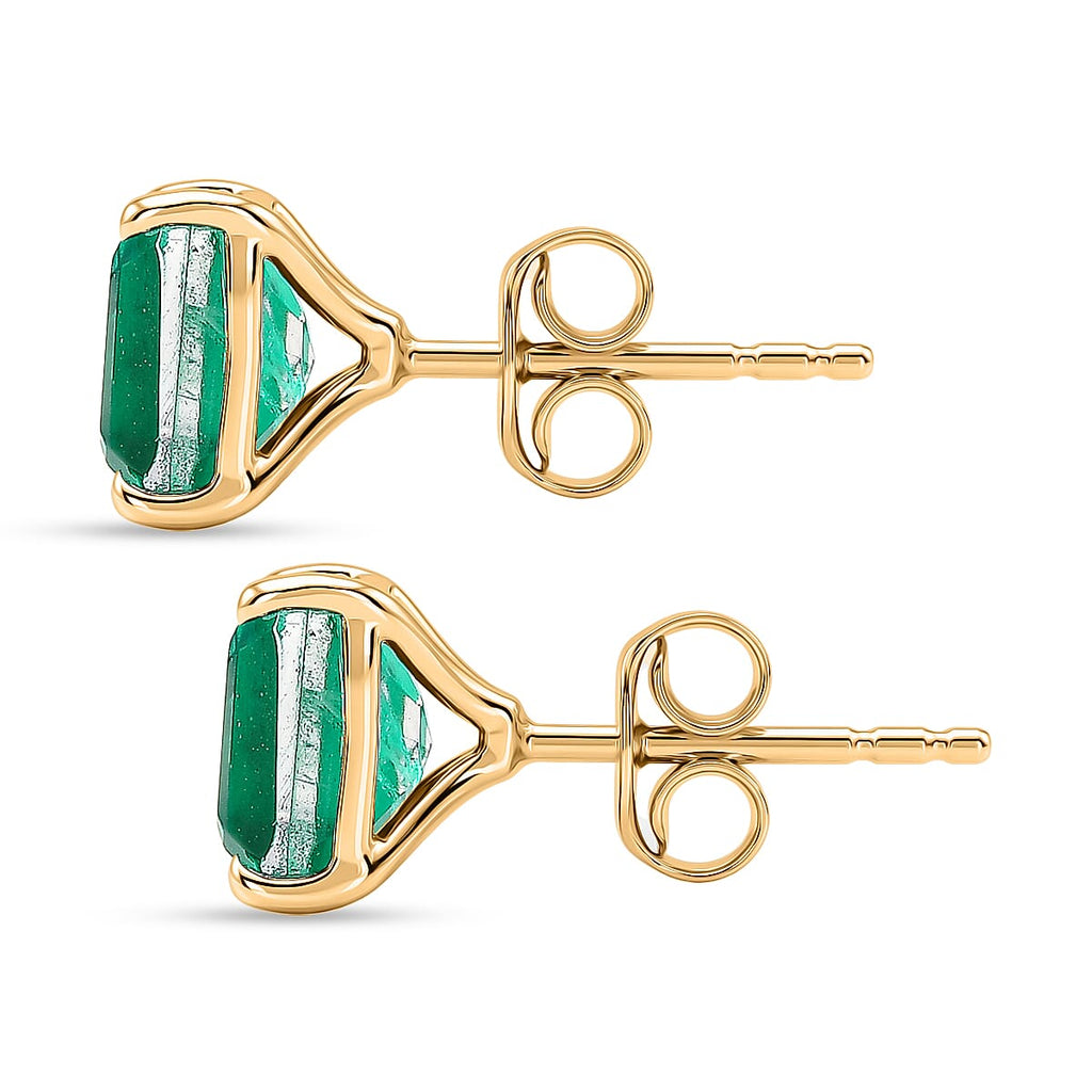 Emeraldine Triplet Quartz Solitaire Stud Push Post Earring in Yellow Gold Plated Sterling Silver 3.35 Ct._8505951_3