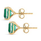 Emeraldine Triplet Quartz Solitaire Stud Push Post Earring in Yellow Gold Plated Sterling Silver 3.35 Ct._8505951_3