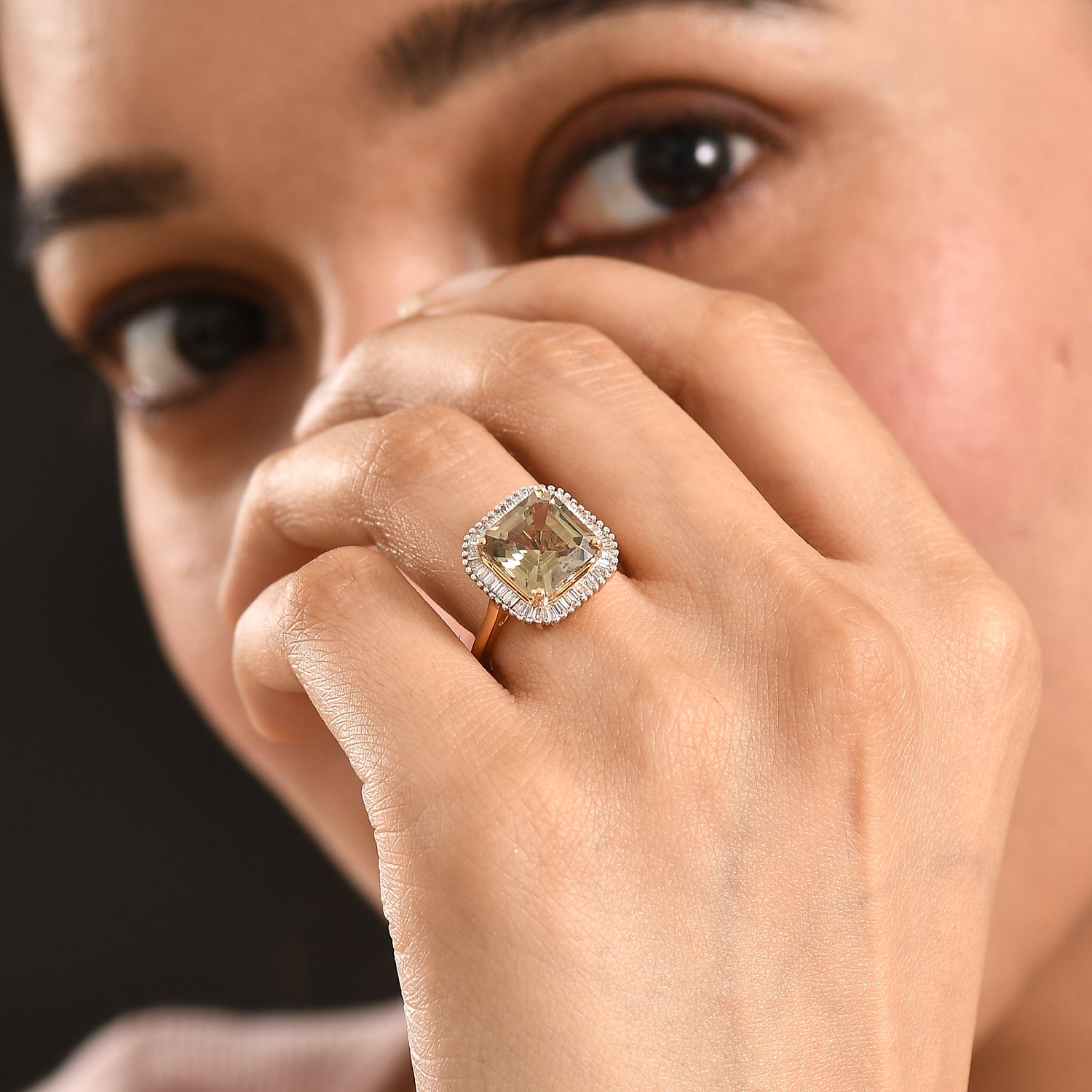 Rhapsody 18K Yellow Gold AAAA Natural Royal Asscher Cut Turkizite &amp; Natural Earth Mined VS-E/F White Diamond Ring 5.14 Ct. Gold Wt 4.80 Gms 8505964 2