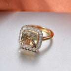 Rhapsody 18K Yellow Gold AAAA Natural Royal Asscher Cut Turkizite & Natural Earth Mined VS-E/F White Diamond Ring 5.14 Ct. Gold Wt 4.80 Gms_8505964_2