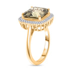 Rhapsody 18K Yellow Gold AAAA Natural Royal Asscher Cut Turkizite & Natural Earth Mined VS-E/F White Diamond Ring 5.14 Ct. Gold Wt 4.80 Gms_8505964_3