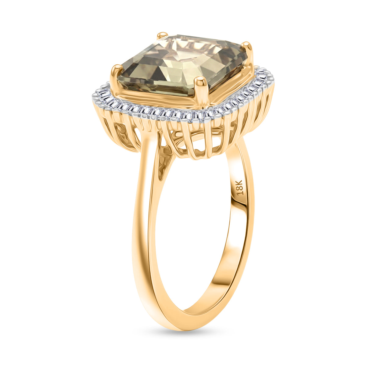 Rhapsody 18K Yellow Gold AAAA Natural Royal Asscher Cut Turkizite &amp; Natural Earth Mined VS-E/F White Diamond Ring 5.14 Ct. Gold Wt 4.80 Gms 8505964 4