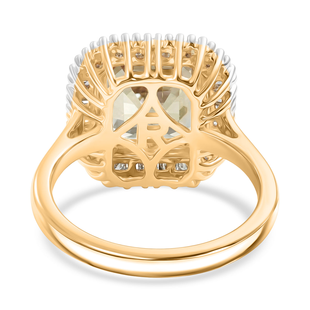 Rhapsody 18K Yellow Gold AAAA Natural Royal Asscher Cut Turkizite &amp; Natural Earth Mined VS-E/F White Diamond Ring 5.14 Ct. Gold Wt 4.80 Gms 8505964 5