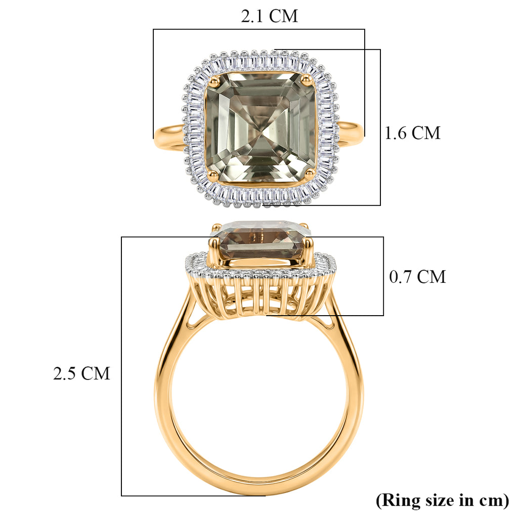 Rhapsody 18K Yellow Gold AAAA Natural Royal Asscher Cut Turkizite & Natural Earth Mined VS-E/F White Diamond Ring 5.14 Ct. Gold Wt 4.80 Gms_8505964_5