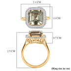 Rhapsody 18K Yellow Gold AAAA Natural Royal Asscher Cut Turkizite & Natural Earth Mined VS-E/F White Diamond Ring 5.14 Ct. Gold Wt 4.80 Gms_8505964_5