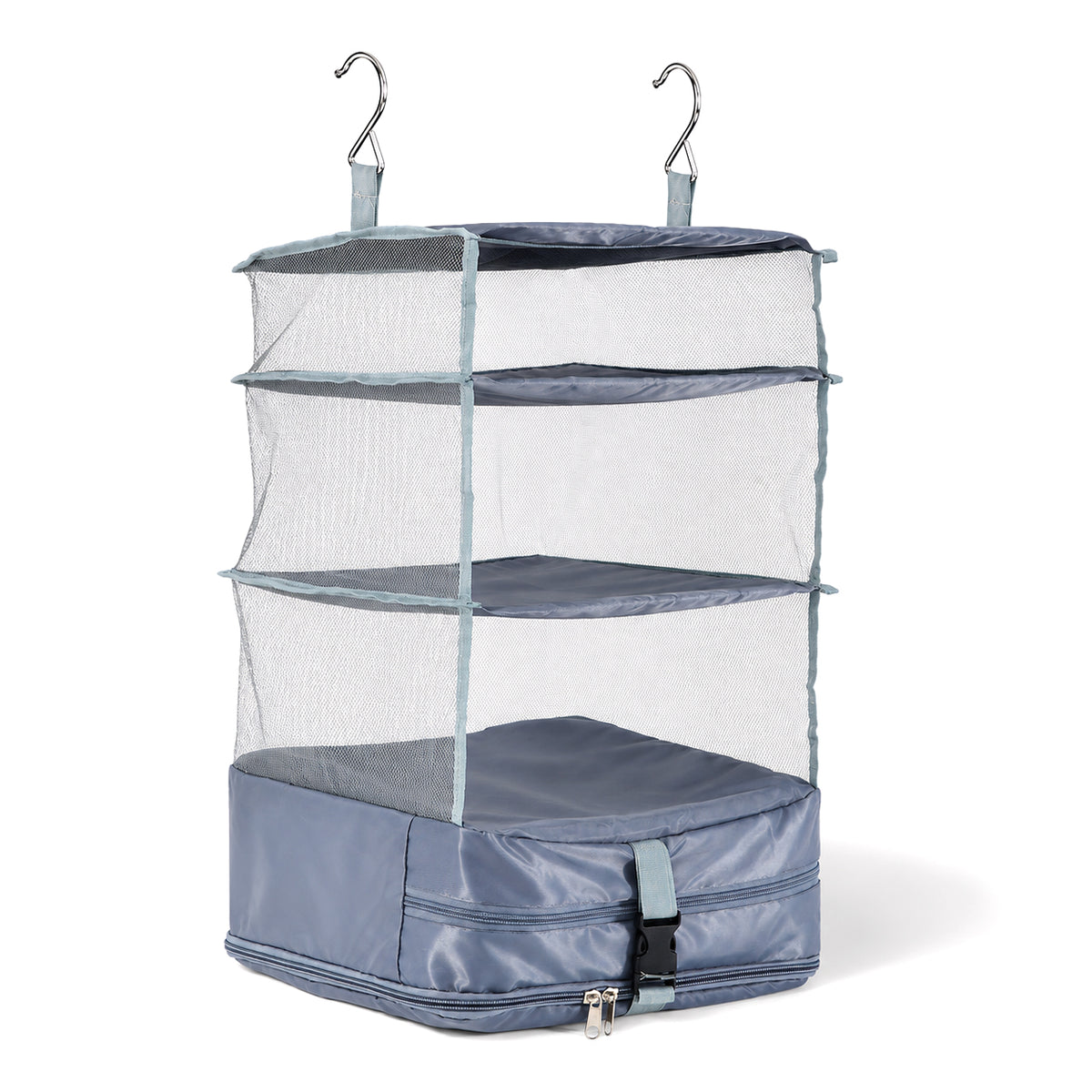 Hanging Wardrobe Organizer - 3-Tier Wardrobe Shelves &amp; Oxford Cloth Packing Cube (30x23x56cm) - Grey V32646304 0